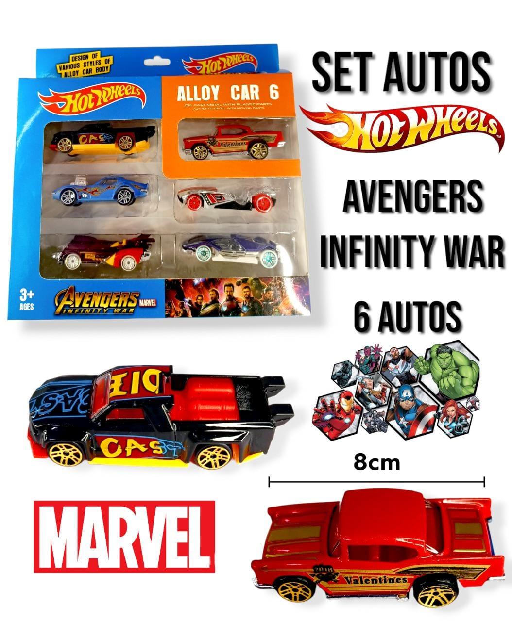 Set Autos x 6 Hot Wheels (Avengers Infinity war)  MARVEL 8cm